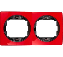 2-местная горизонтальная рамка Aling-Conel EON красная с черной вставкой E6701.4E