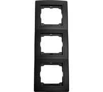 3-местная вертикальная рамка Aling-Conel PRESTIGE черная soft touch с вставкой 6713.E1E1