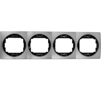 4-местная горизонтальная рамка Aling-Conel EON античное серебро с черной вставкой E6704.S1E