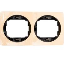 2-местная горизонтальная рамка Aling-Conel EON кремовая с черной вставкой E6701.9E