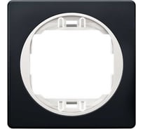 1-местная рамка Aling-Conel EON 80x80 мм, черная с белой вставкой E6801.E0