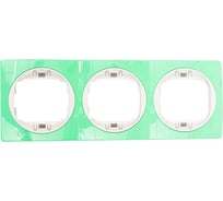 3-местная горизонтальная рамка Aling-Conel EON пастельно-зеленая с белой вставкой E6703.70