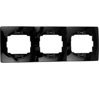 3-местная горизонтальная рамка Aling-Conel EON черная с черной вставкой E6703.EE