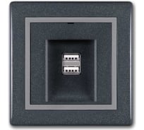 Розетка Aling-Conel PRESTIGE USB-зарядное устройство, двойная 2xUSB А+А 250V/5V 2.1A, графит-серый-графит 6161.212