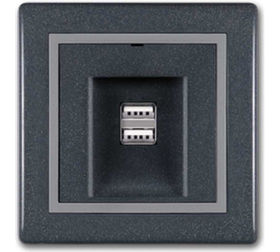 Розетка Aling-Conel PRESTIGE USB-зарядное устройство, двойная 2xUSB А+А 250V/5V 2.1A, графит-серый-графит 6161.212 1