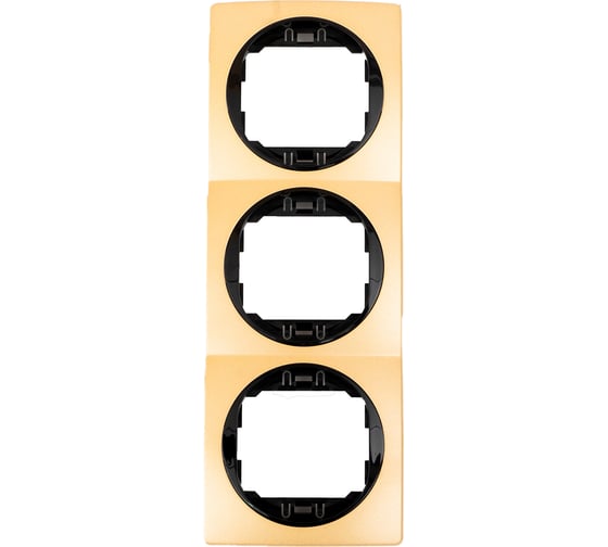 3-местная вертикальная рамка Aling-Conel EON золото с черной вставкой E6713.GE 1