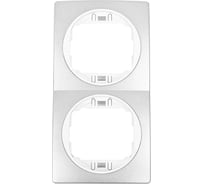 2-местная вертикальная рамка Aling-Conel EON серебряная с белой вставкой E6711.S0