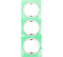 3-местная вертикальная рамка Aling-Conel EON пастельно-зеленая с белой вставкой E6713.70