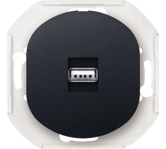 Розетка USB Aling-Conel EON тип А, с Keystone модулем, механизм, черная soft touch E6162.E1