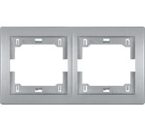 2-местная горизонтальная рамка Aling-Conel PRESTIGE серебряная без вставки 6701.S