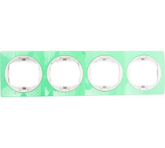 4-местная горизонтальная рамка Aling-Conel EON пастельно-зеленая с белой вставкой E6704.70 1