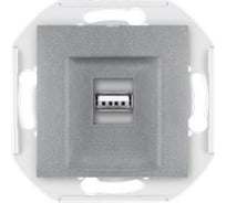 Розетка USB Aling-Conel PRESTIGE тип А, с Keystone модулем, механизм, серебряная 60162.S