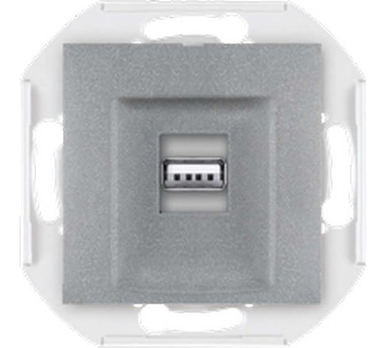 Розетка USB Aling-Conel PRESTIGE тип А, с Keystone модулем, механизм, серебряная 60162.S