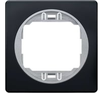1-местная рамка Aling-Conel EON 80x80 мм, черная с серебряной вставкой E6801.ES