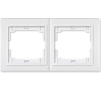 2-местная горизонтальная рамка Aling-Conel PRESTIGE белая с вставкой 6701.00