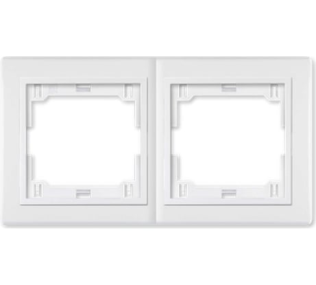 2-местная горизонтальная рамка Aling-Conel PRESTIGE белая с вставкой 6701.00