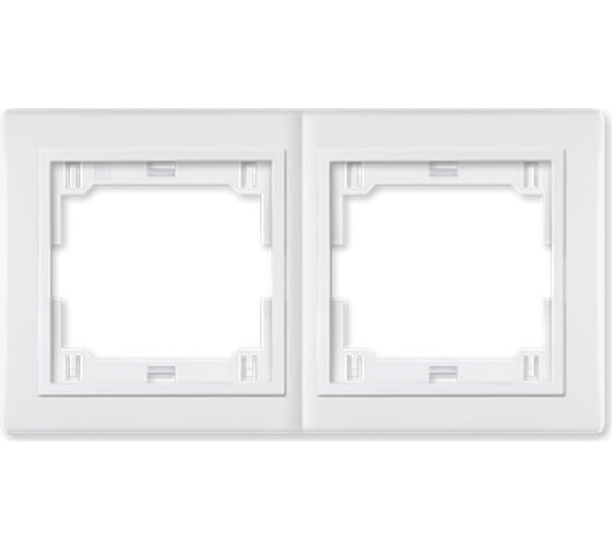 2-местная горизонтальная рамка Aling-Conel PRESTIGE белая с вставкой 6701.00 1