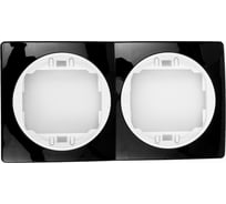 2-местная горизонтальная рамка Aling-Conel EON черная с белой вставкой E6701.E0