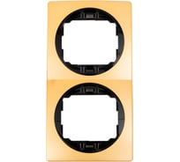 2-местная вертикальная рамка Aling-Conel EON золото с черной вставкой E6711.GE