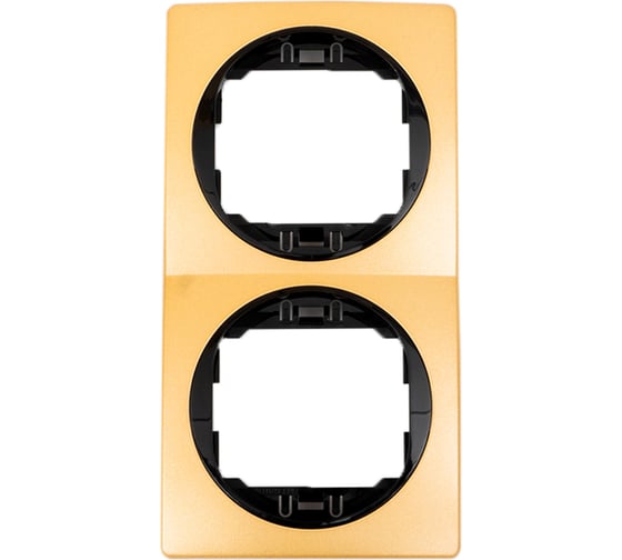 2-местная вертикальная рамка Aling-Conel EON золото с черной вставкой E6711.GE 1