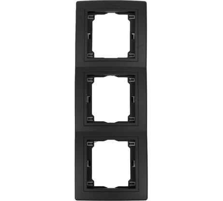 3-местная горизонтальная рамка Aling-Conel PRESTIGE черная soft touch с вставкой 6703.E1E1