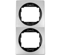 2-местная вертикальная рамка Aling-Conel EON серебряная с черной вставкой E6711.SE