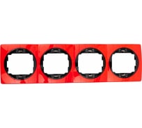 4-местная горизонтальная рамка Aling-Conel EON красная с черной вставкой E6704.4E