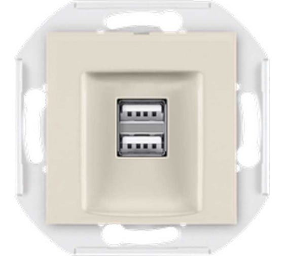 Розетка Aling-Conel PRESTIGE USB-зарядное устройство, двойная 2xUSB А+А 250V/5V 2.1A, механизм, кремовая 60161.9
