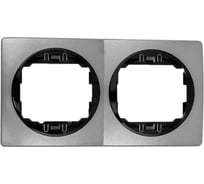 2-местная горизонтальная рамка Aling-Conel EON античное серебро с черной вставкой E6701.S1E