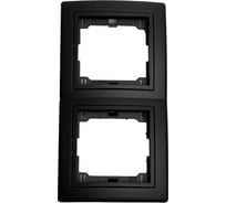 2-местная вертикальная рамка Aling-Conel PRESTIGE черная soft touch с вставкой 6711.E1E1