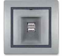 Розетка Aling-Conel PRESTIGE USB-зарядное устройство, двойная 2xUSB А+А 250V/5V 2.1A, серебро-графит-серебро 6161.S2S