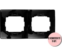 2-местная горизонтальная рамка Aling-Conel EON набор 5 шт., черная с черной вставкой E6701.EE Н5