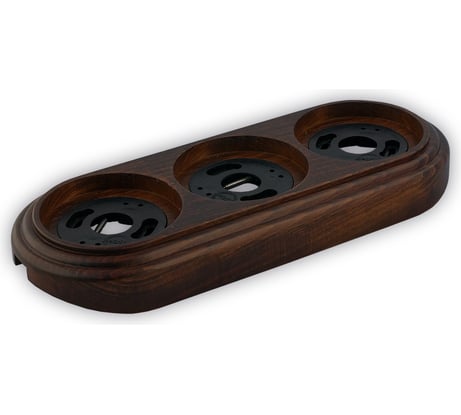 Тройная рамка Retrika, ретро темный дуб, лак, на бревно RD-03223