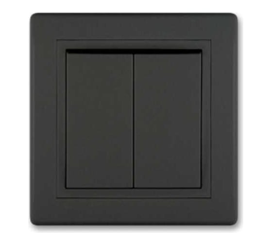 2-клавишный выключатель Aling-conel PRESTIGE 10AX 250V чёрный soft touch арт. 606.E1E1