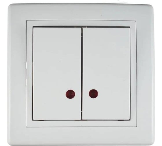 2-клавишный выключатель Aling-conel PRESTIGE с индикацией 10AX 250V белый арт. 626.00