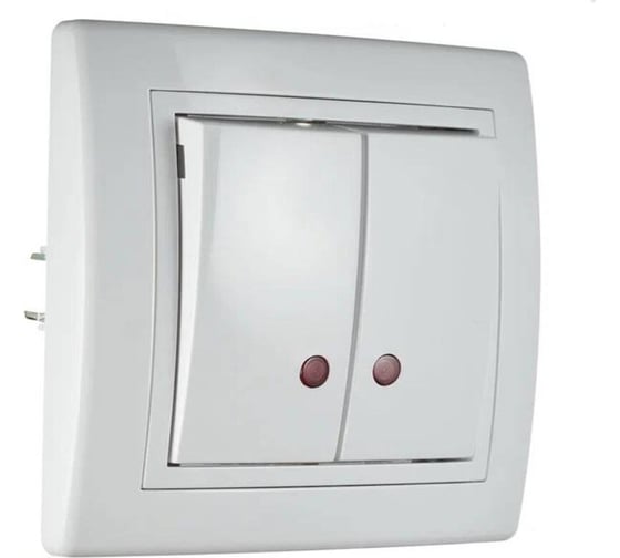 2-клавишный выключатель Aling-conel PRESTIGE с индикацией 10AX 250V белый арт. 626.00