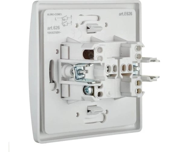 2-клавишный выключатель Aling-conel PRESTIGE с индикацией 10AX 250V белый арт. 626.00