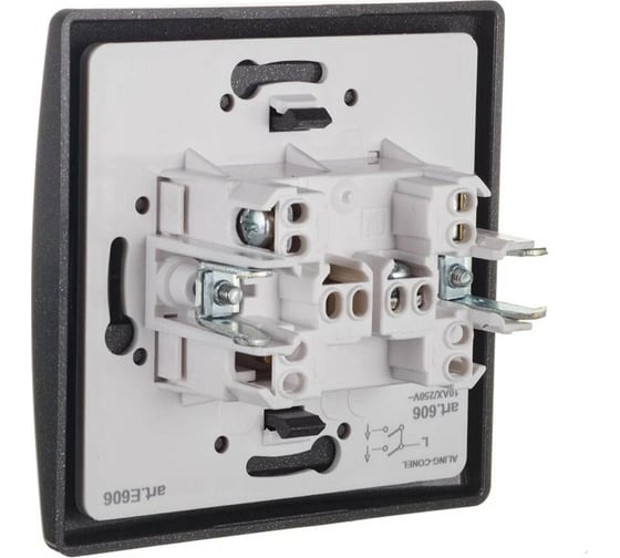 2-клавишный выключатель Aling-conel PRESTIGE 10AX 250V графит-серый-графит арт. 606.212