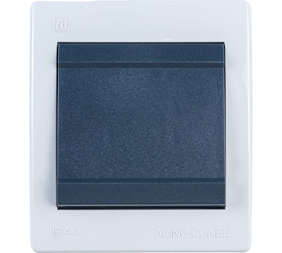 Выключатель Aling-conel POWER набор 2 шт. 1-клавишный однополюсный накладной IP44 10AX 250V серый-графитовый арт. 251.1A Н2