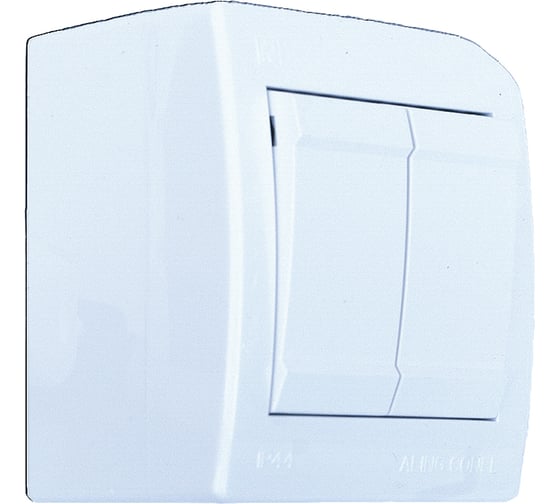 Выключатель Aling-conel POWER набор 2 шт. 2-клавишный накладной IP44 10AX 250V белый арт. 252.00 Н2