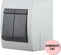 Выключатель Aling-conel POWER набор 2 шт. 2-клавишный накладной IP44 10AX 250V серый-графитовый арт. 252.1A Н2