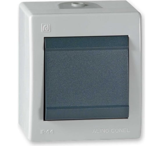 Выключатель Aling-conel POWER набор 3 шт. 1-клавишный однополюсный накладной IP44 10AX 250V серый-графитовый арт. 251.1A Н3