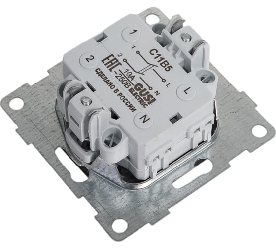 Механизм выключателя GUSI ELECTRIC Ugra 1кл. 2-х полюсный, СУ, 10А, 250В, графит С11В5-010