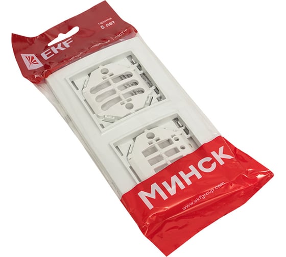 Горизонтальная рамка EKF Минск 2-местная белая Basic ERM-G-302-10