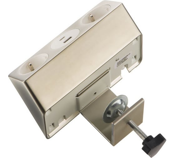 Розеточный блок на струбцине Mebax 10A 2 секции Серебро+Черный 1 (USB + Type C) 00-00002739