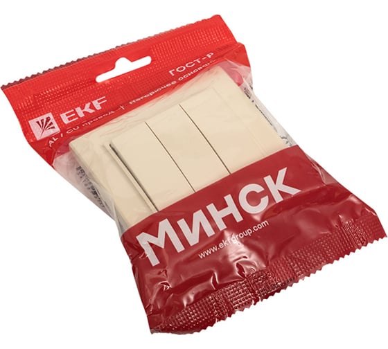 Выключатель EKF Минск СП, 3-клавишный, 10А, бежевый ERV10-024-20