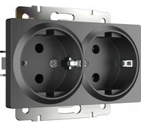 Двойная розетка WERKEL с заземлением графит рифленый W1172004 a050745