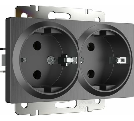 Двойная розетка WERKEL с заземлением графит рифленый W1172004 a050745