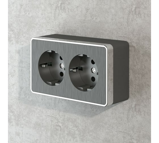Розетка Werkel W5072104 двойная с заземлением Gallant графит рифленый a051342