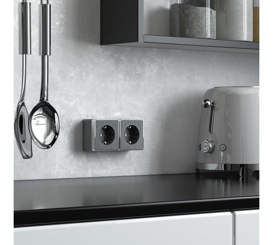 Розетка с заземлением WERKEL W5071004 Gallant графит рифленый a051339